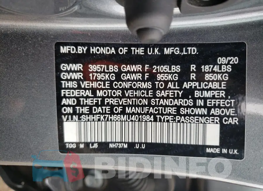 SHHFK7H66MU401984 Photo# 12