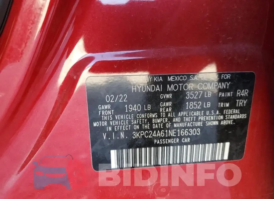 3KPC24A61NE166303 Photo# 13