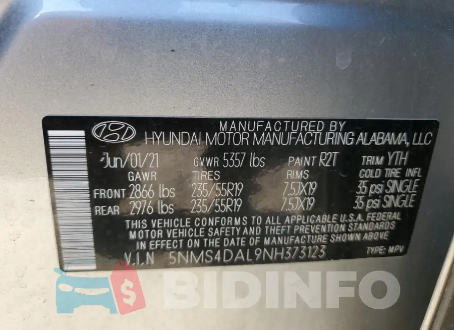 5NMS4DAL9NH373123 Photo# 12