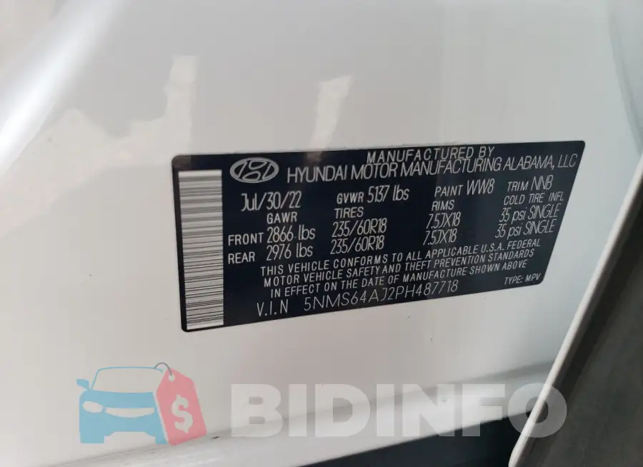 5NMS64AJ2PH487718 Photo# 13