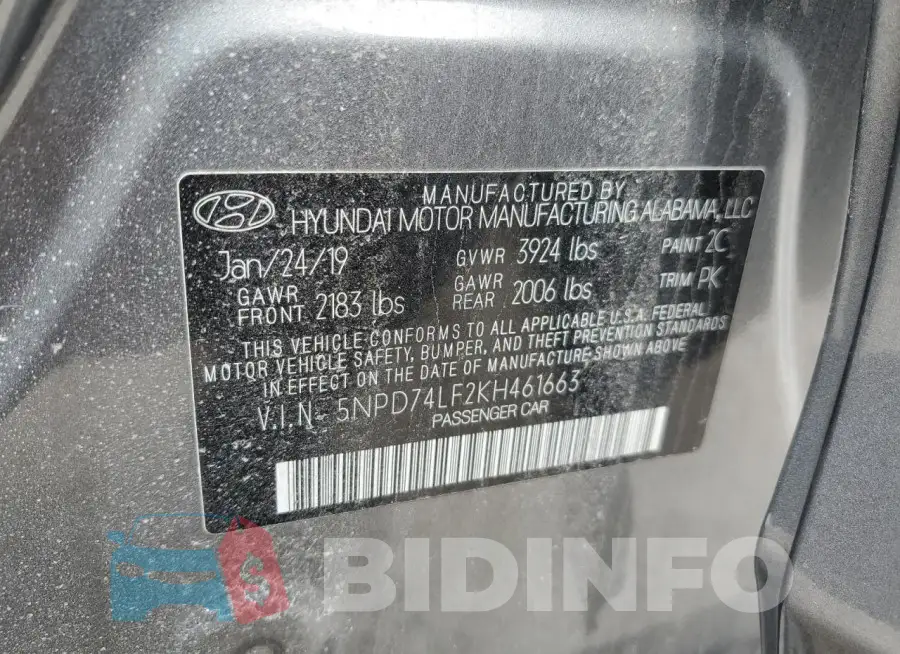 5NPD74LF2KH461663 Photo# 12