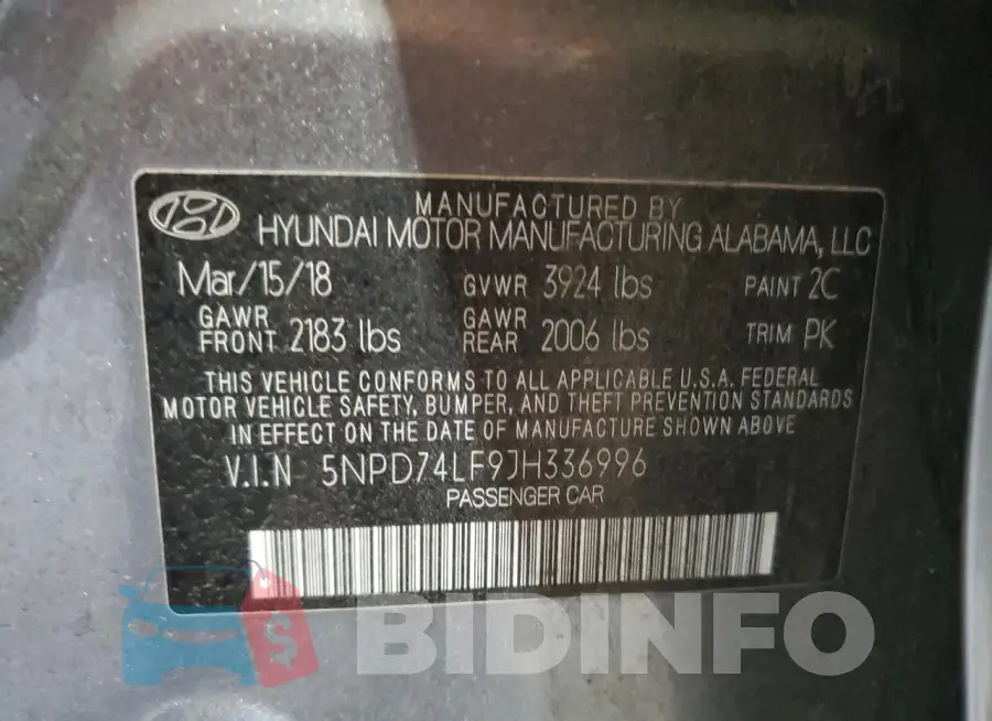 5NPD74LF9JH336996 Photo# 13