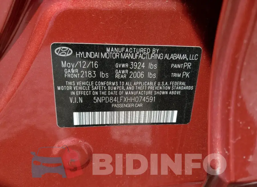 5NPD84LFXHH074591 Photo# 12