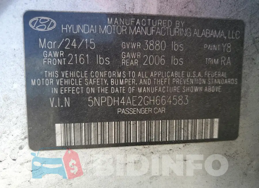 5NPDH4AE2GH664583 Photo# 13