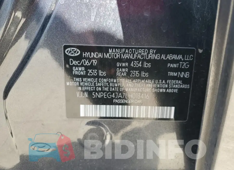 5NPEG4JA7LH013416 Photo# 12