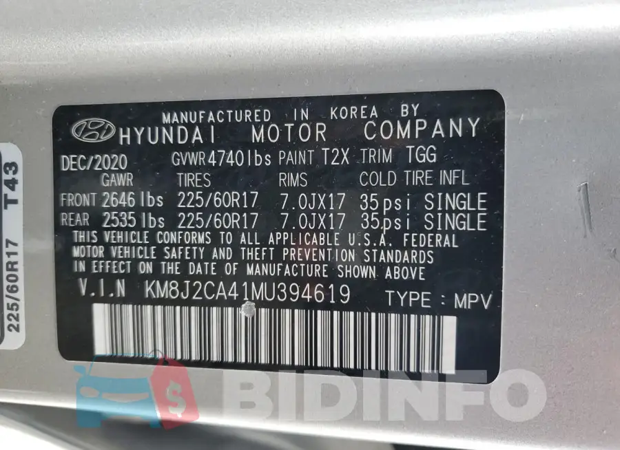 KM8J2CA41MU394619 Photo# 12