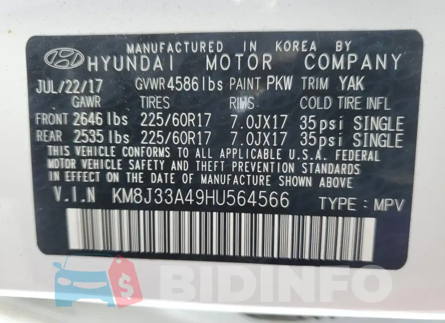 KM8J33A49HU564566 Photo# 13
