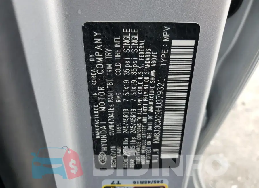 KM8J3CA29HU379321 Photo# 13