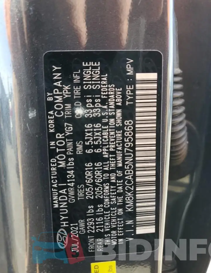 KM8K2CAB5NU795868 Photo# 13
