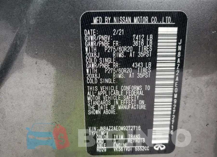 JN8AZ2AE0M9272716 Photo# 13