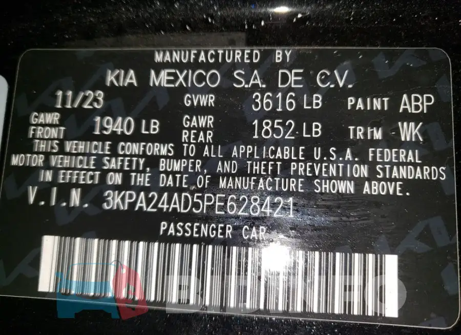 3KPA24AD5PE628421 Photo# 12