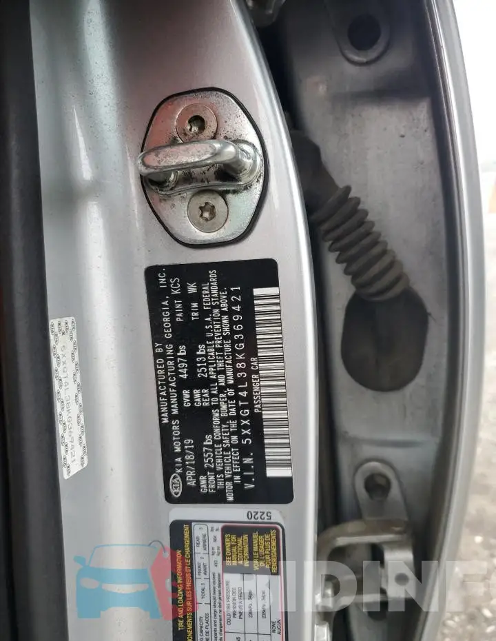 5XXGT4L38KG369421 Photo# 12