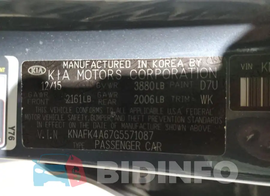 KNAFK4A67G5571087 Photo# 12
