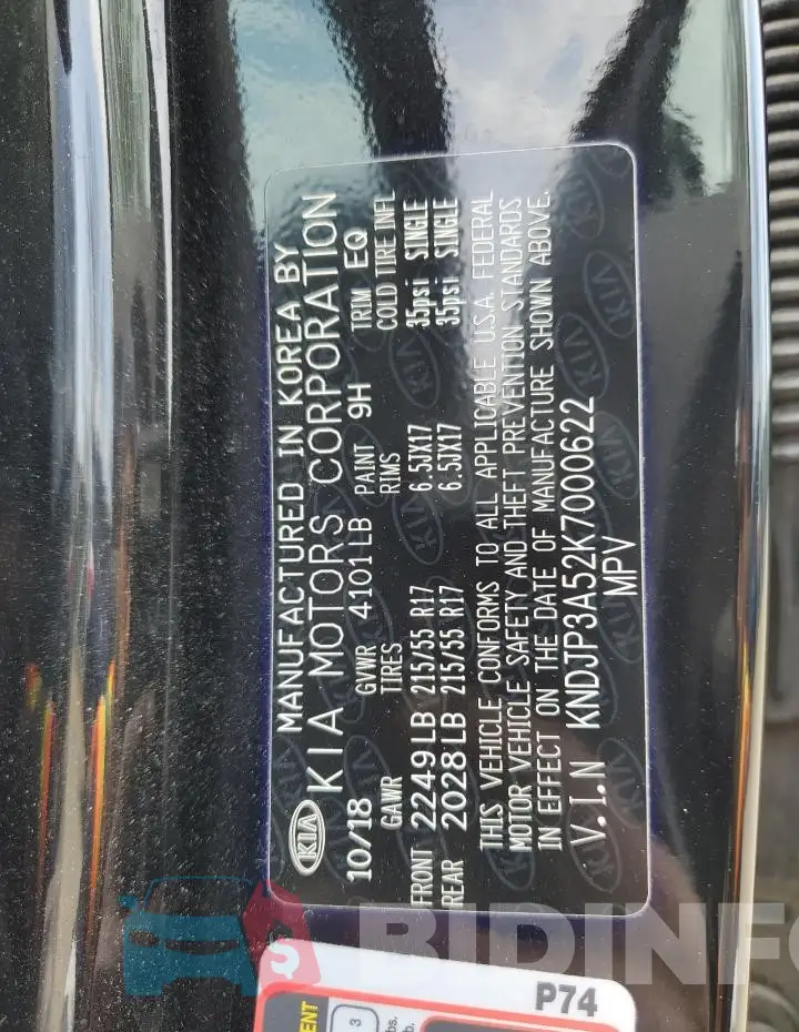 KNDJP3A52K7000622 Photo# 12
