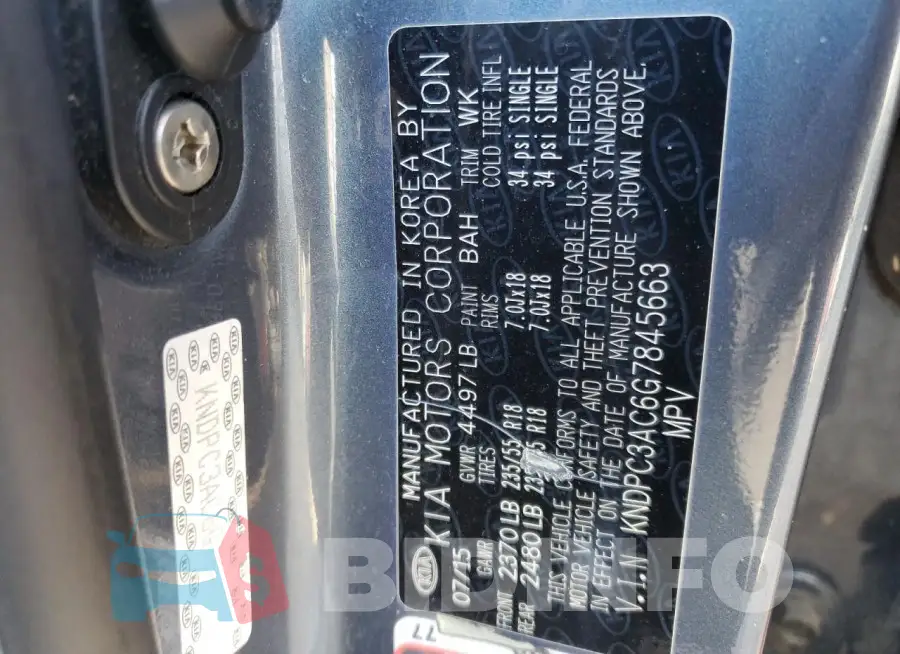 KNDPC3AC6G7845663 Photo# 13