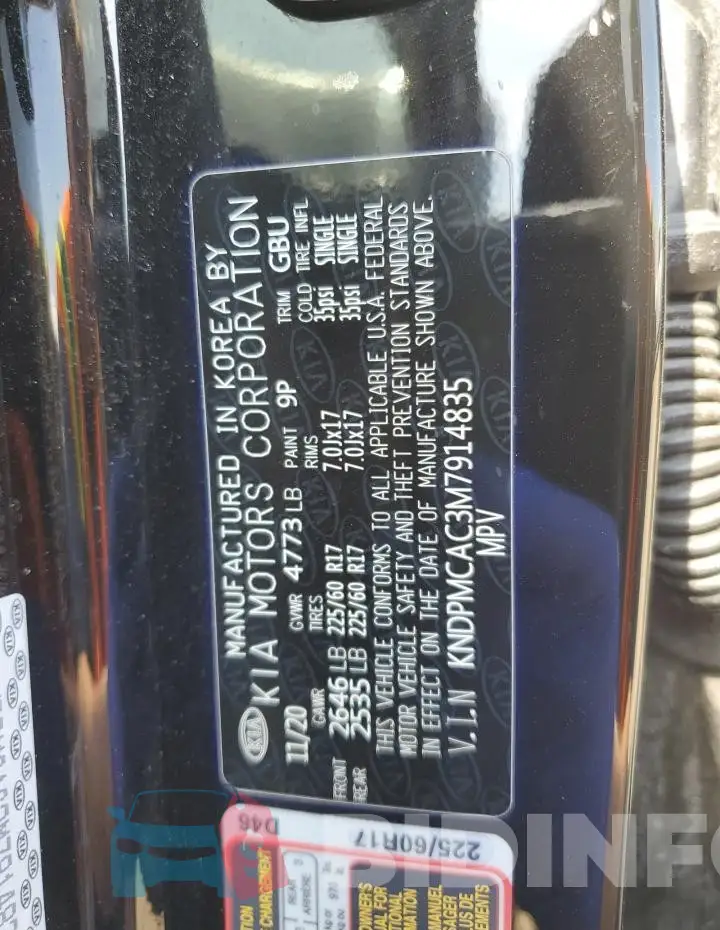 KNDPMCAC3M7914835 Photo# 13