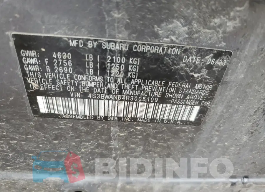 4S3BWAN64R3005109 Photo# 13