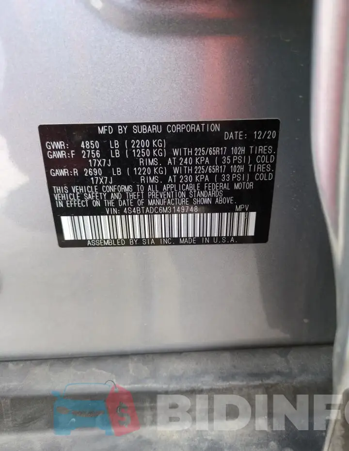 4S4BTADC6M3149748 Photo# 12
