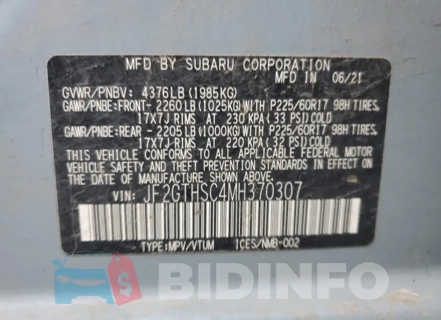 JF2GTHSC4MH370307 Photo# 13