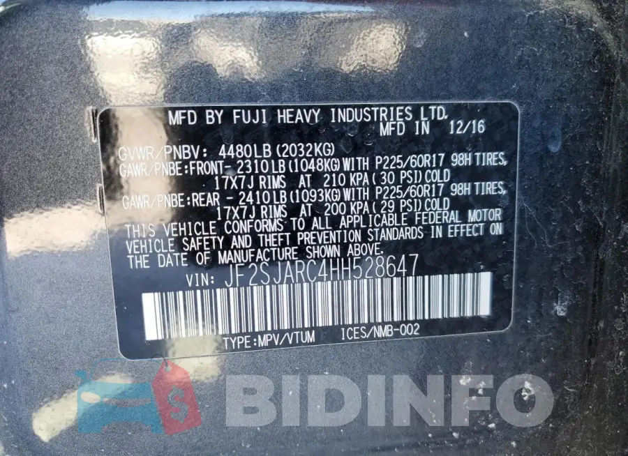 JF2SJARC4HH528647 Photo# 12