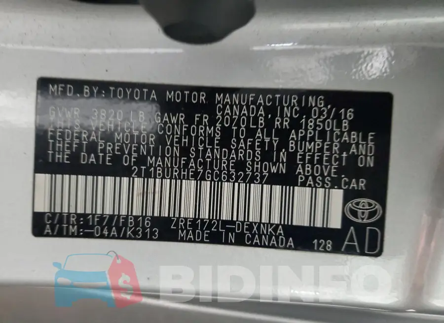 2T1BURHE7GC632737 Photo# 13