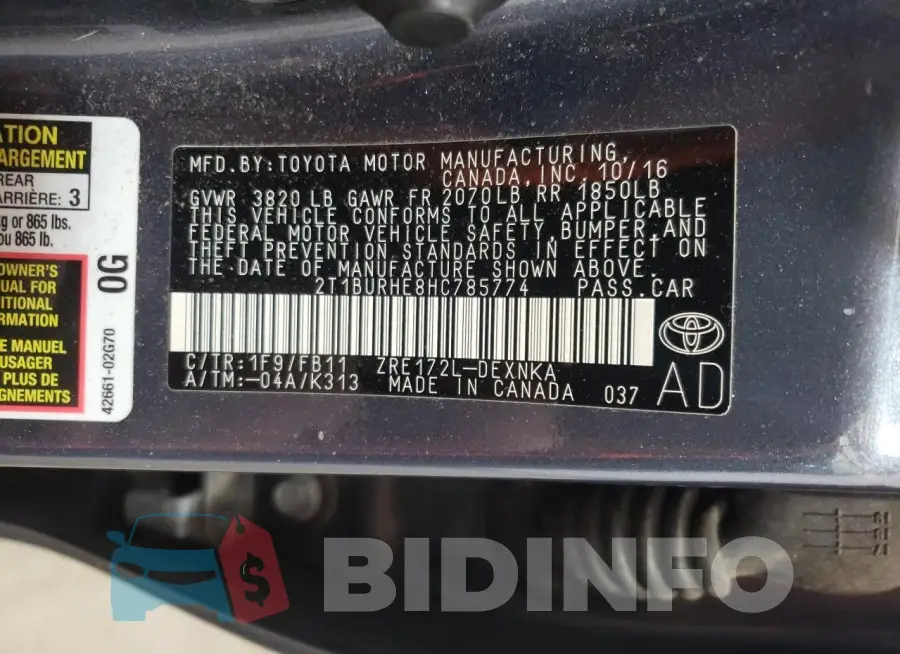 2T1BURHE8HC785774 Photo# 12