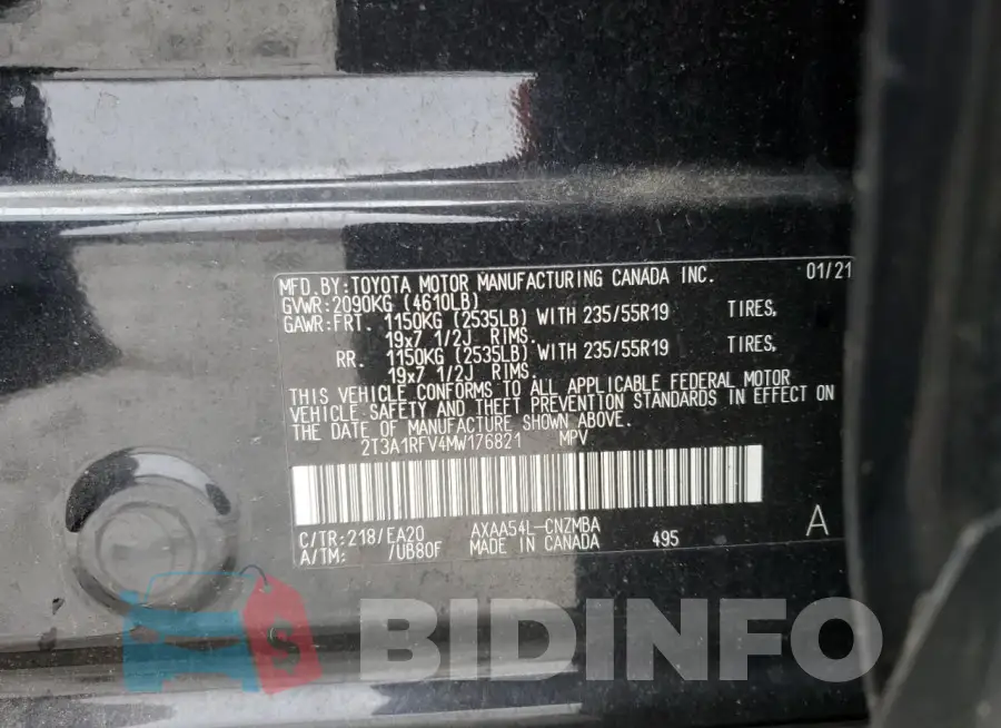 2T3A1RFV4MW176821 Photo# 13