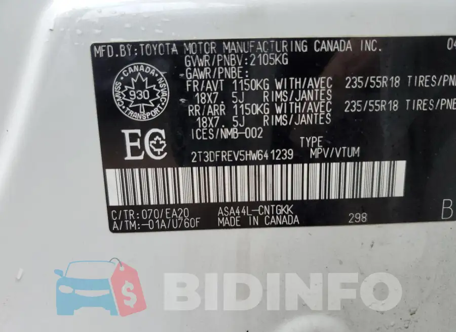 2T3DFREV5HW641239 Photo# 14