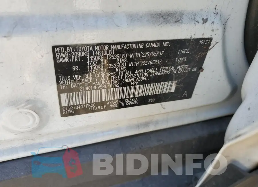 2T3K1RFV5MC162691 Photo# 13