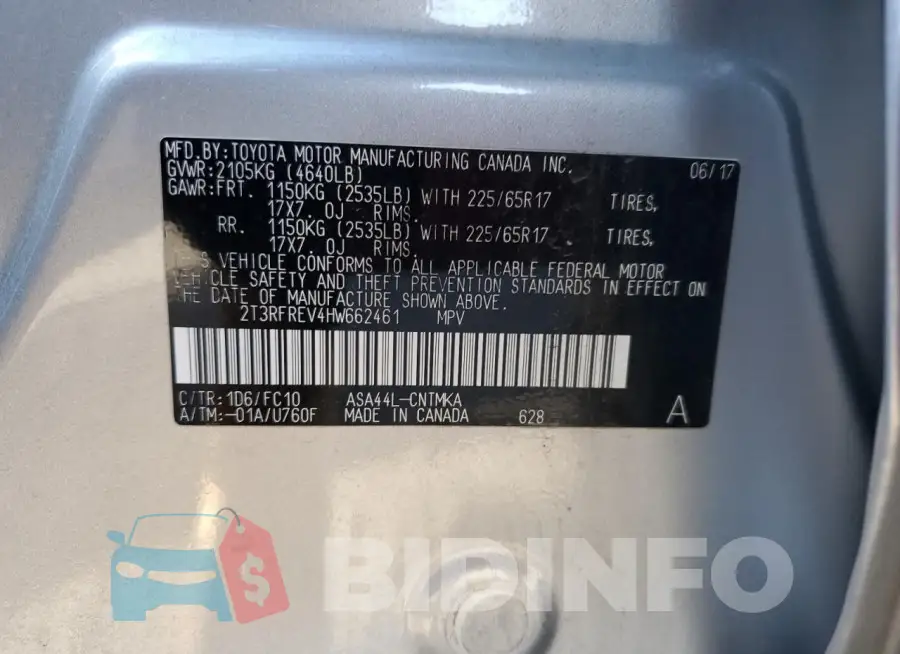 2T3RFREV4HW662461 Photo# 14