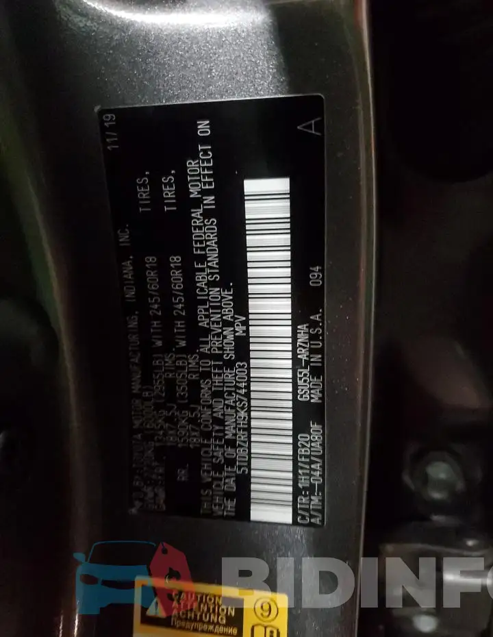 5TDBZRFH9KS744003 Photo# 13