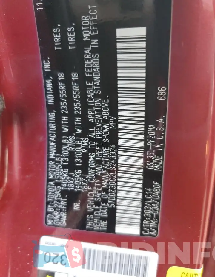 5TDDZ3DC2LS243324 Photo# 13