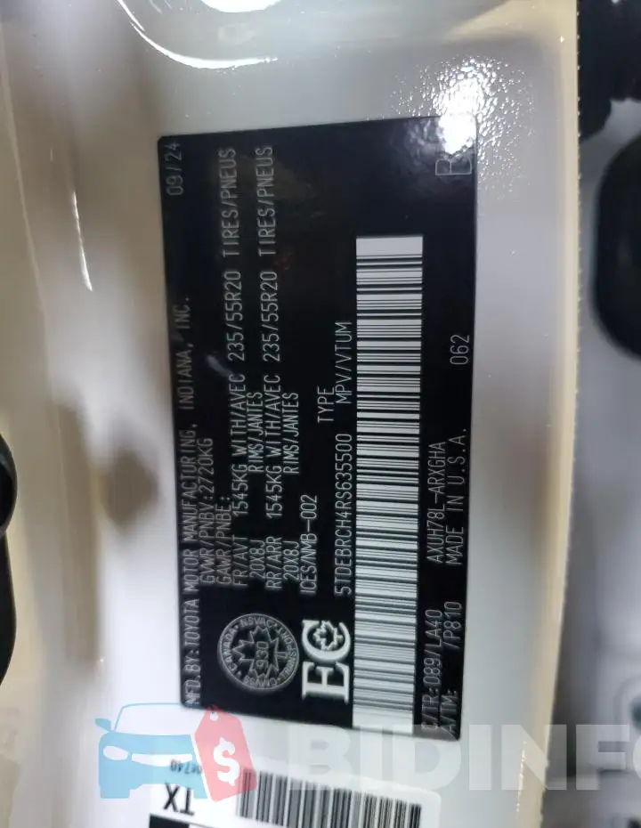5TDEBRCH4RS635500 Photo# 13