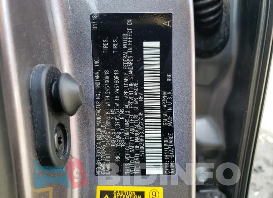 5TDKZRFH3JS535385 Photo# 13