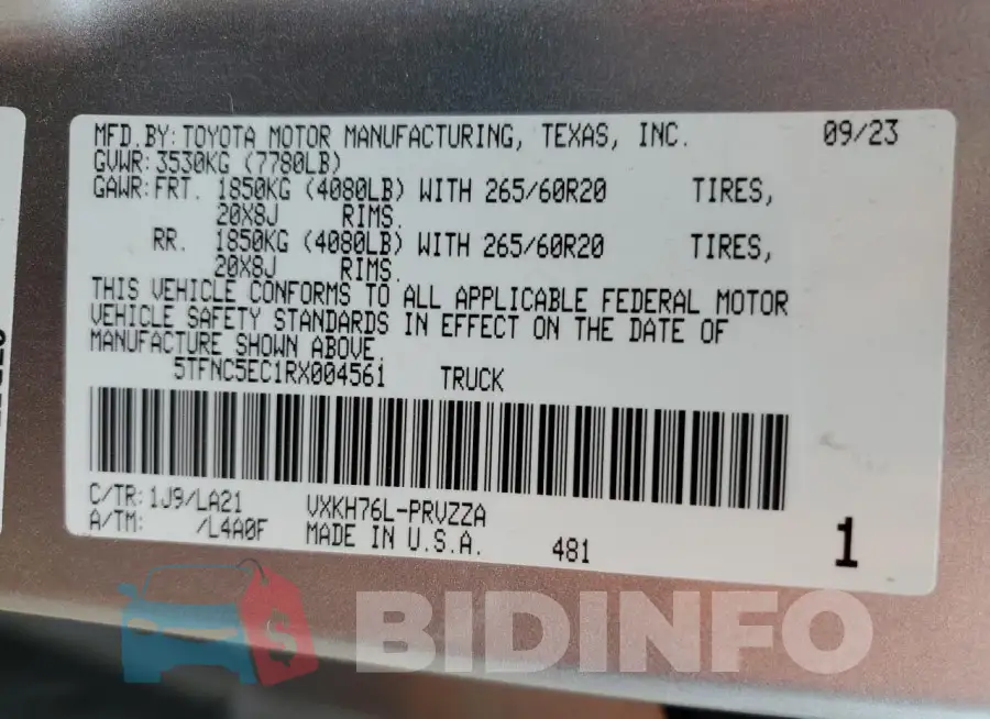 5TFNC5EC1RX004561 Photo# 13