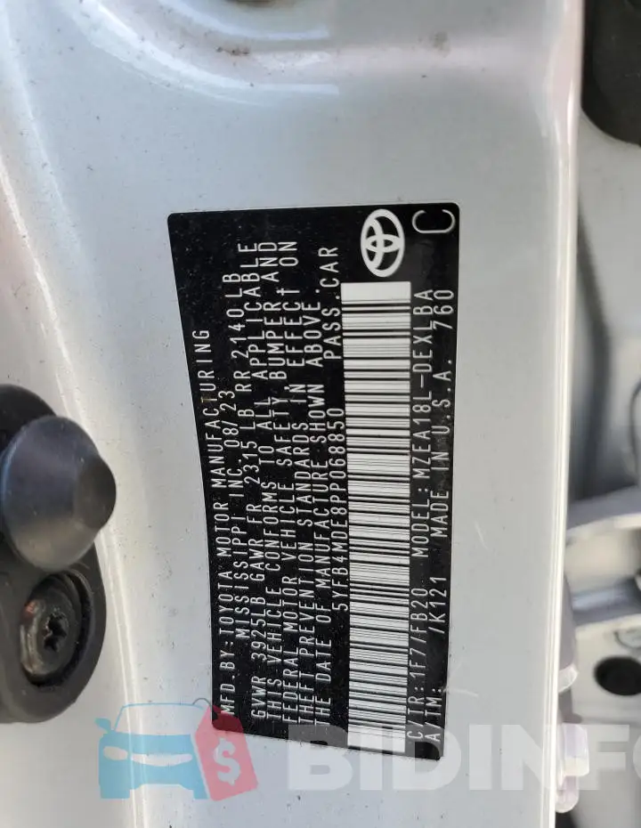 5YFB4MDE8PP068850 Photo# 12