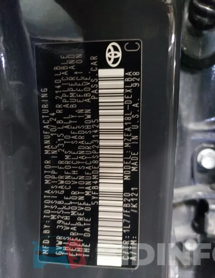 5YFB4MDE8SP231425 Photo# 12