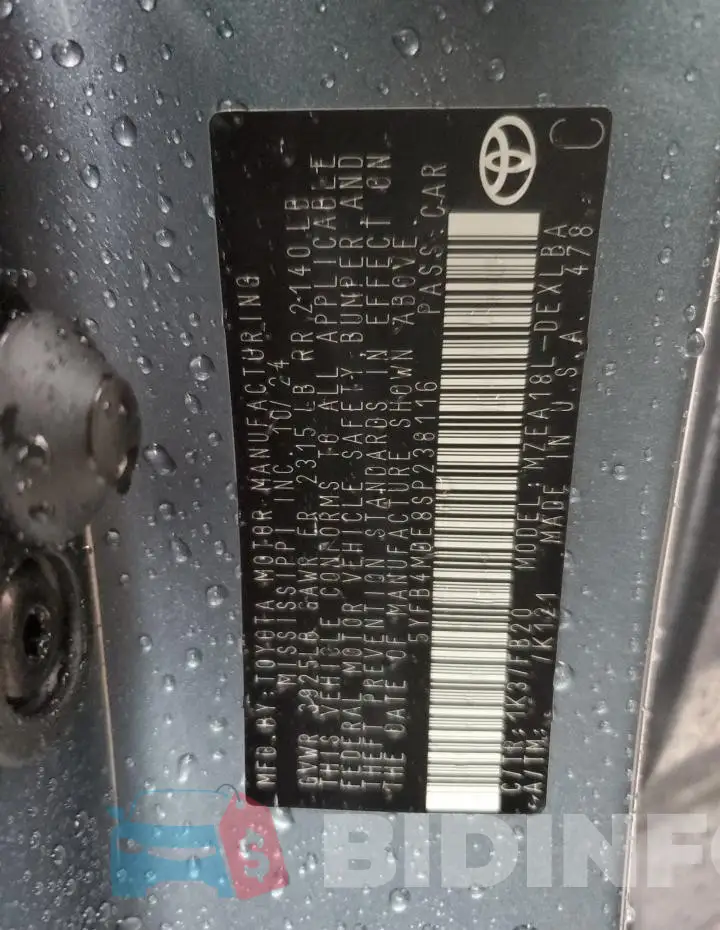 5YFB4MDE8SP238116 Photo# 12