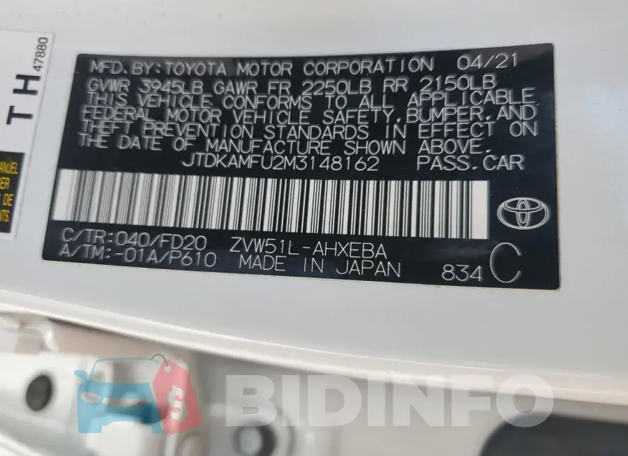 JTDKAMFU2M3148162 Photo# 12