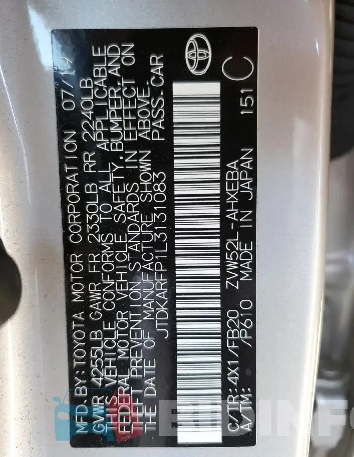JTDKARFP1L3131083 Photo# 12