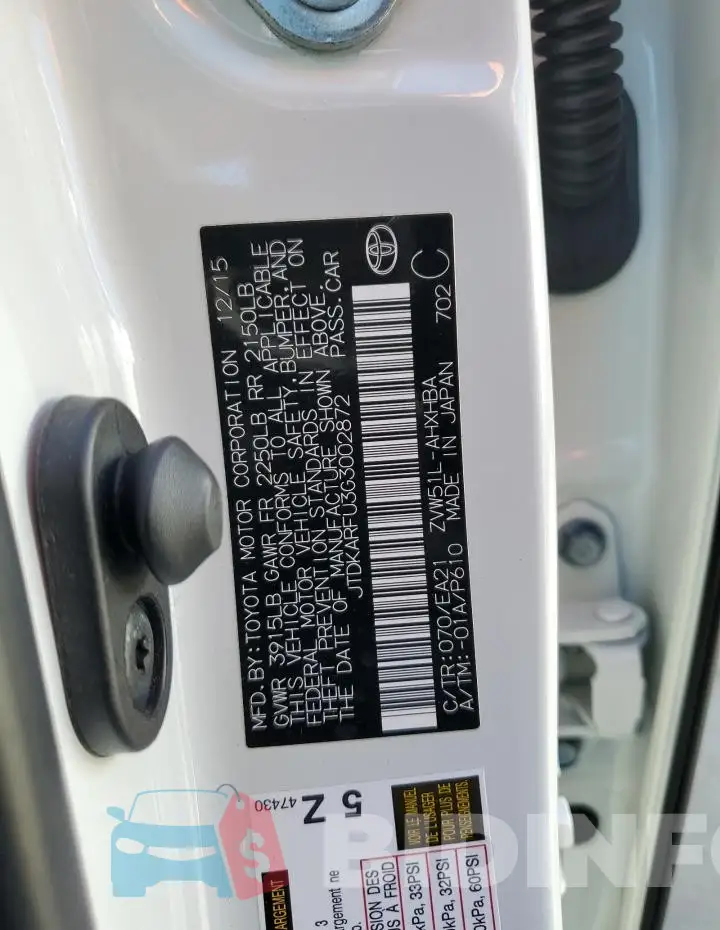 JTDKARFU3G3002872 Photo# 12