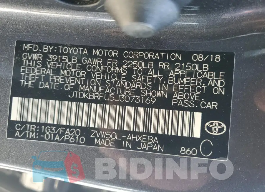 JTDKBRFU5J3073169 Photo# 12