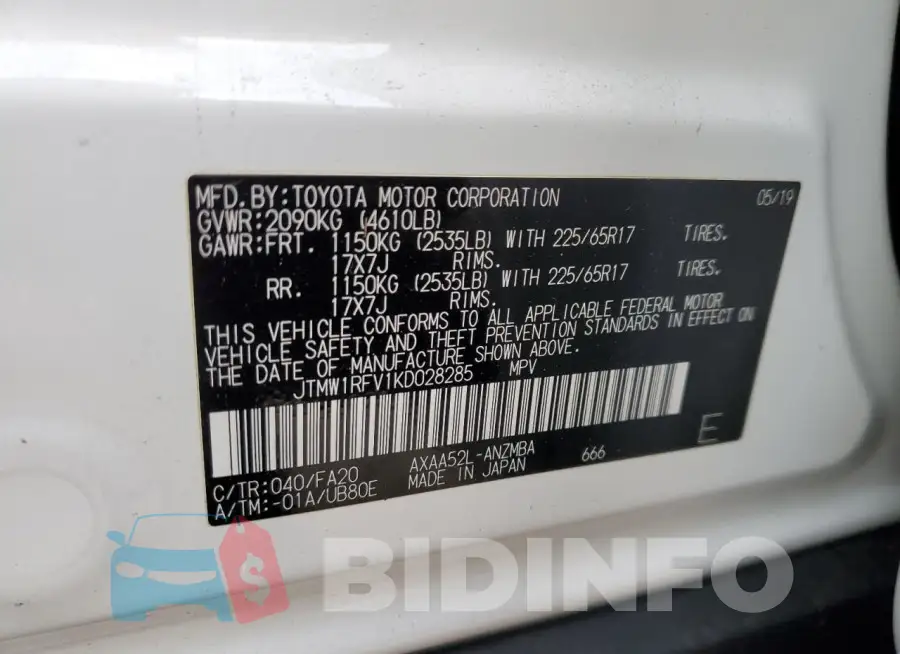 JTMW1RFV1KD028285 Photo# 13