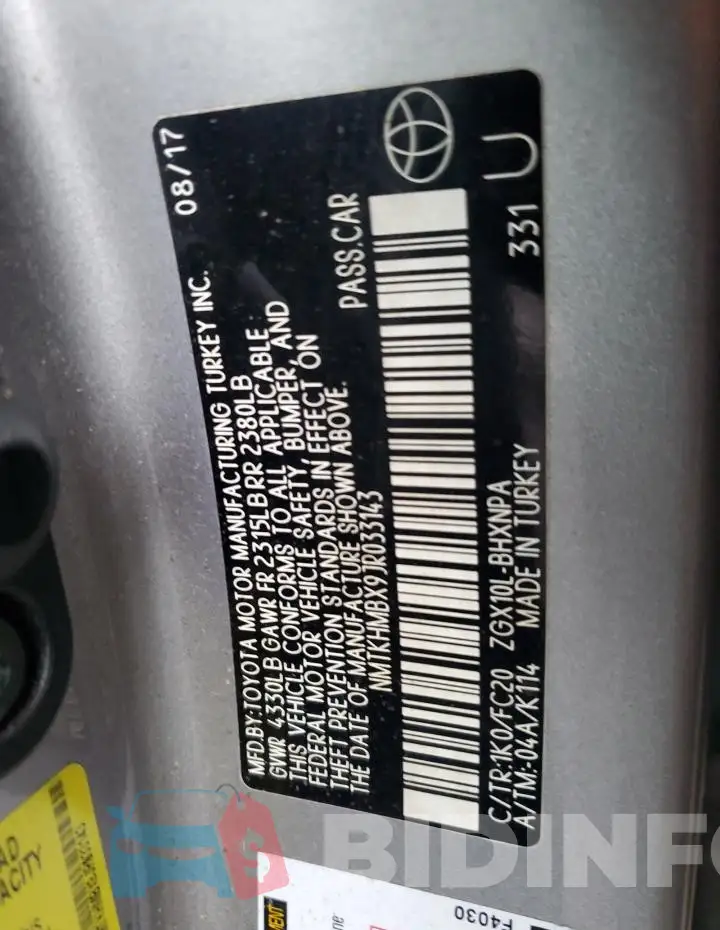 NMTKHMBX9JR033143 Photo# 12