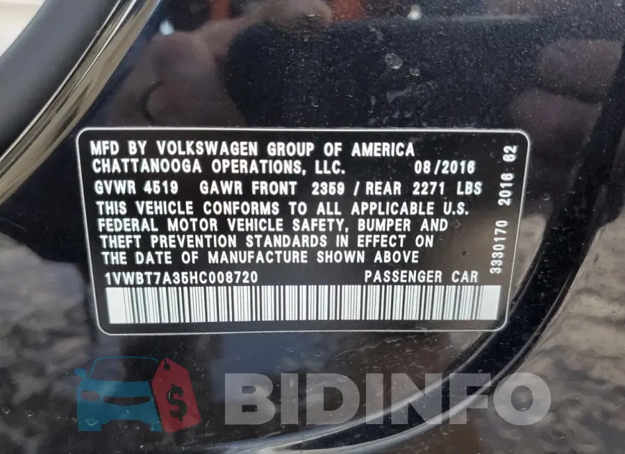 1VWBT7A35HC008720 Photo# 12
