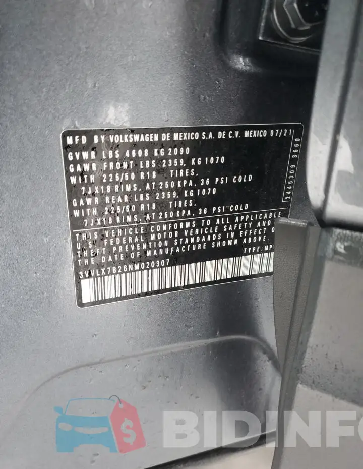 3VVLX7B26NM020307 Photo# 13