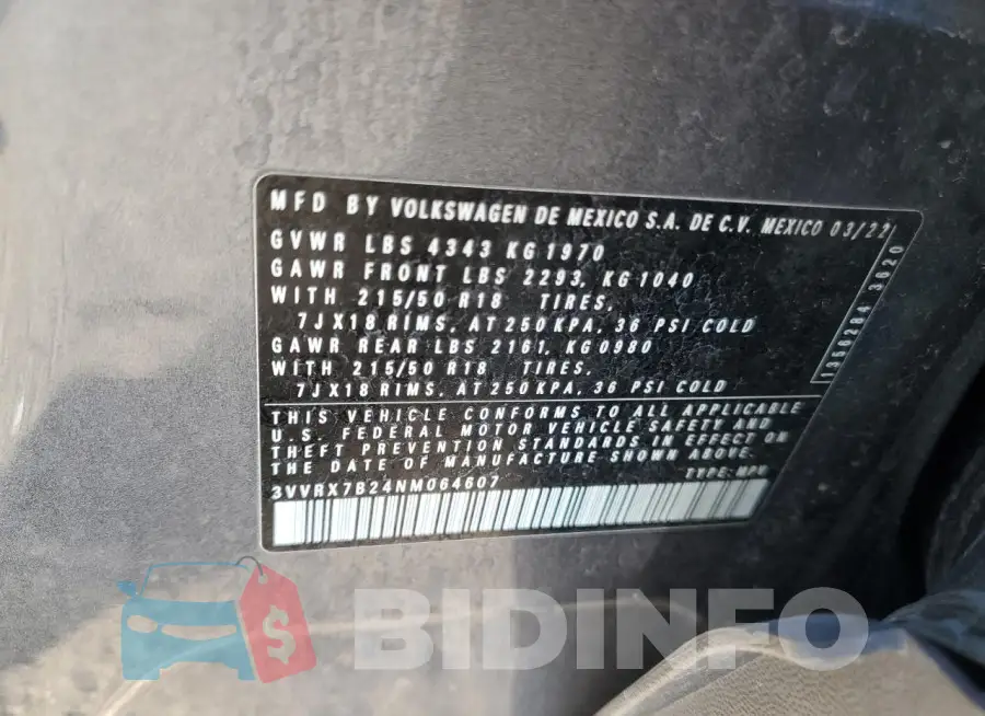 3VVRX7B24NM064607 Photo# 13