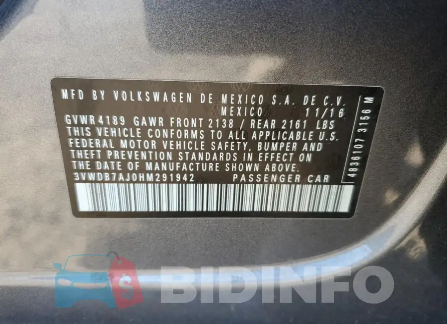 3VWDB7AJ0HM291942 Photo# 12