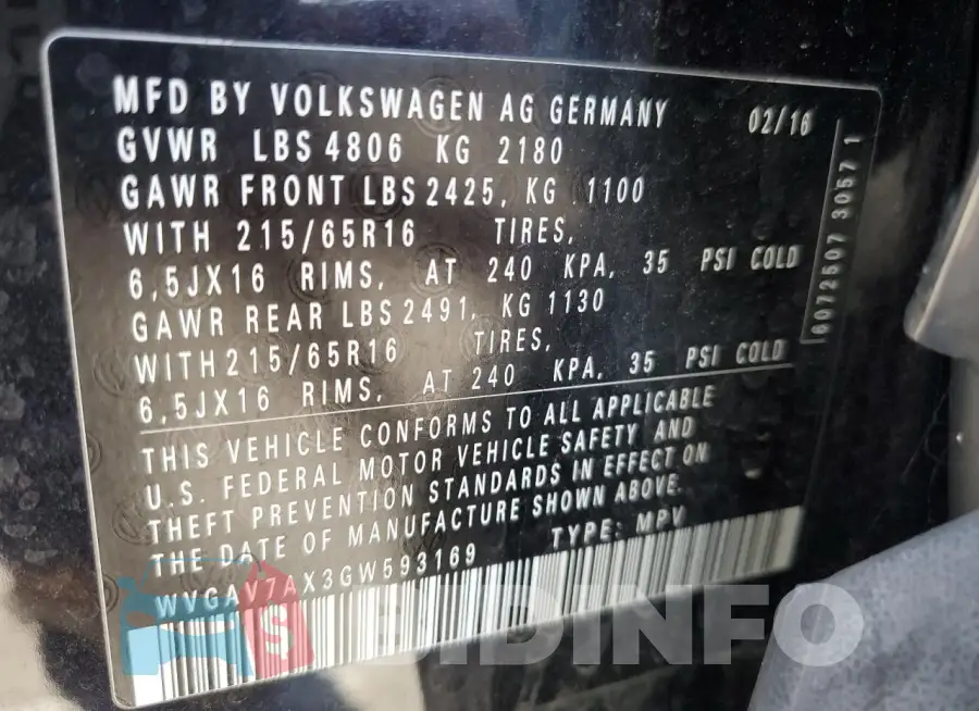WVGAV7AX3GW593169 Photo# 13