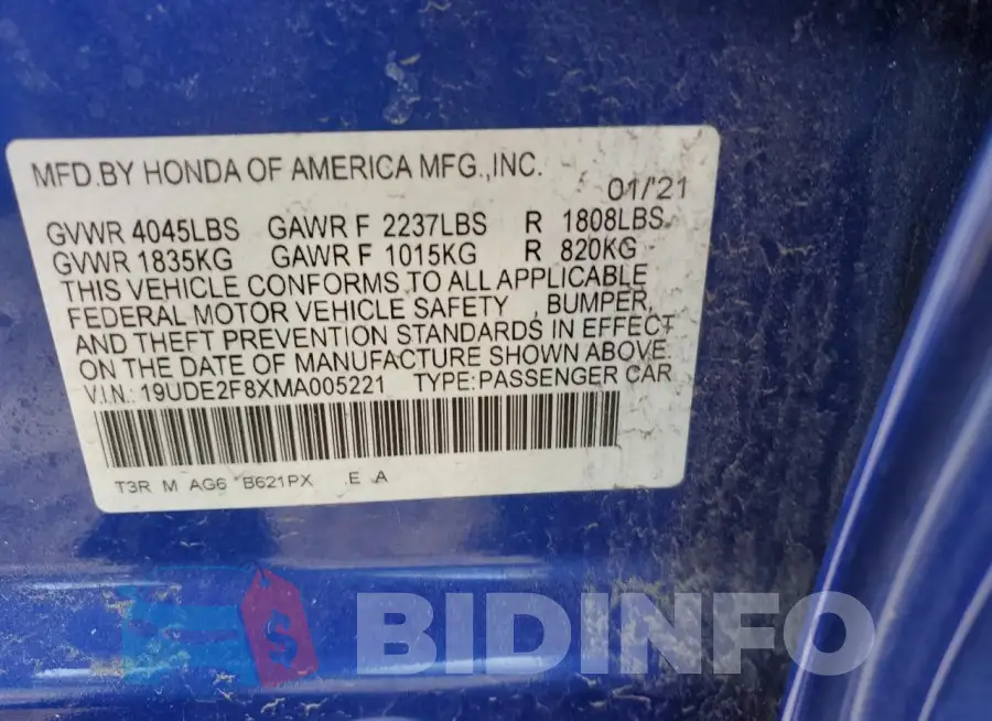 19UDE2F8XMA005221 Photo# 12